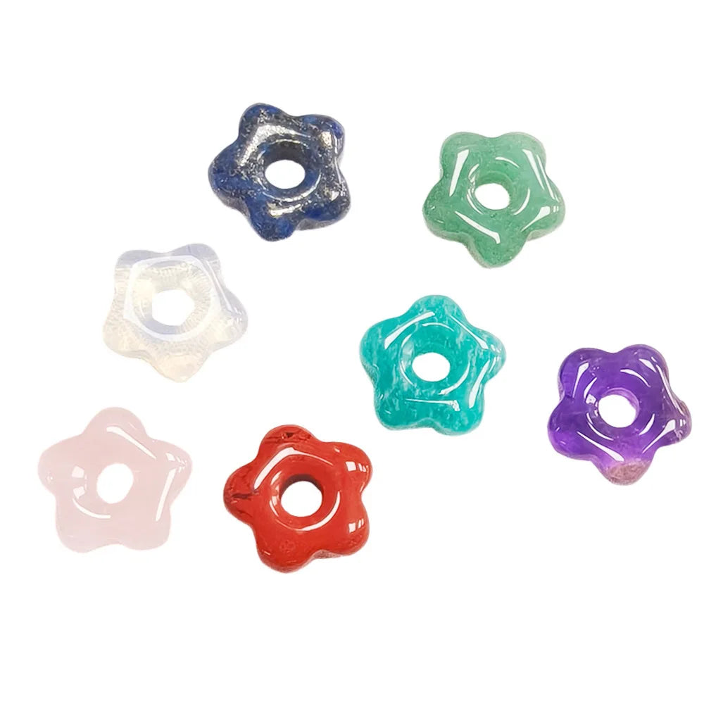 1pc Natural Stone Large Hole Beads Flower Shaped Jewelry Making DIY Necklace Bracelet Earings Accessories