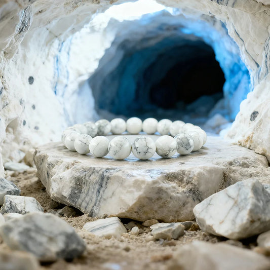 Natural White Howlite Stone Bracelet Women Men Stretch White Turquoise Bead Jewelry Adult Mind-Body Harmony Gift One Dollar Item