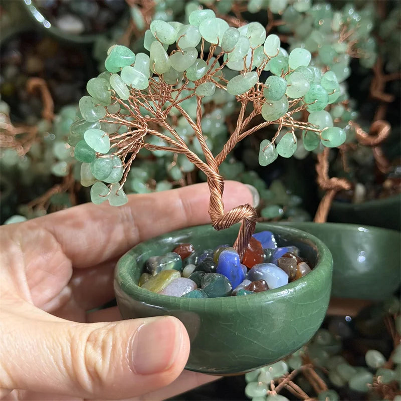 Green Aventurine Money Trees Natural Stone Healing Crystal Gemstone Crafts Feng Shui Home Decoration Lucky Gifts