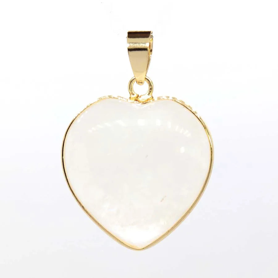 Charms Natural Healing Crystal Heart Stone Pendants For Women Necklace DIY Amethyst Rose Quartz Gemstone Choice Men Jewelry