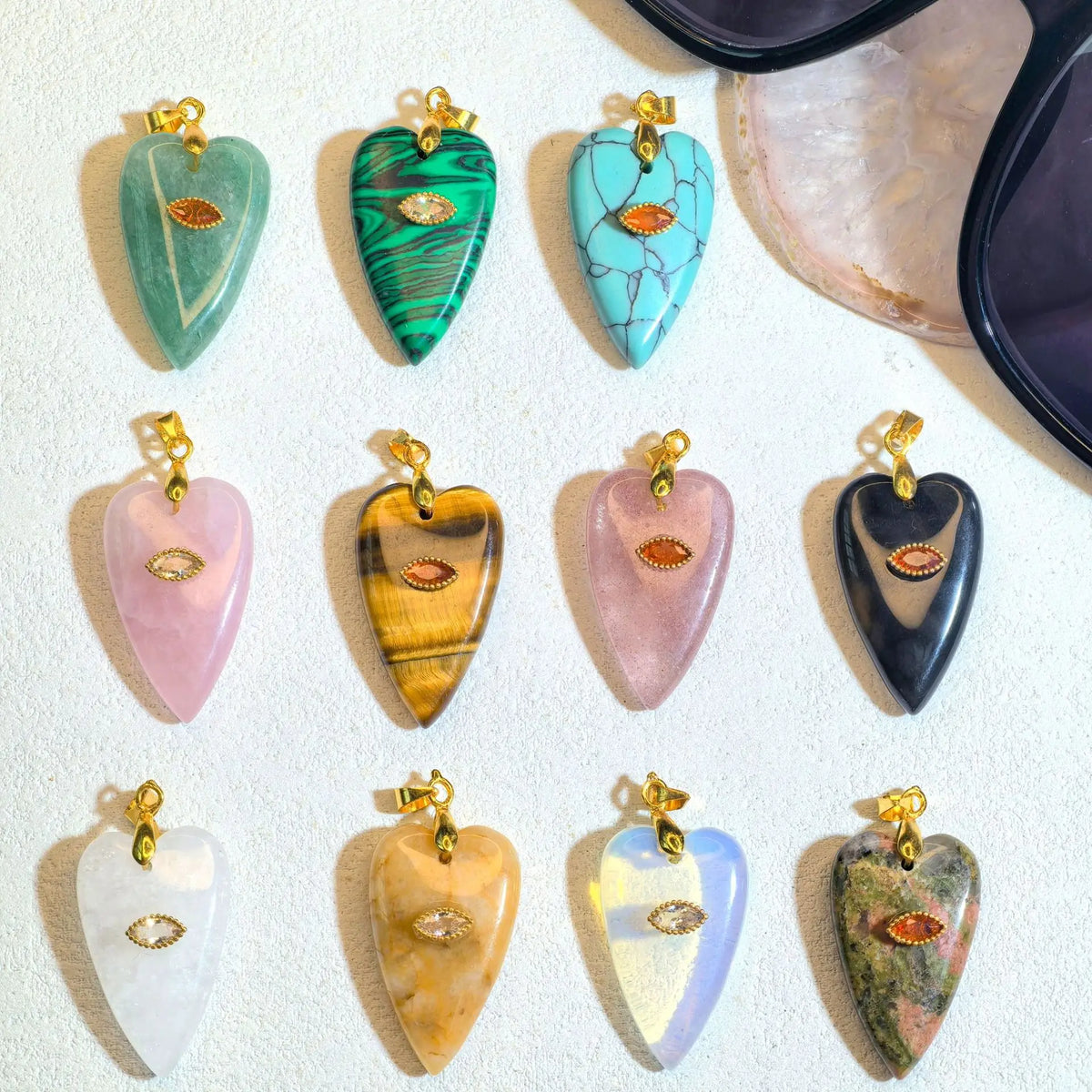 1pc Romantic Heartshape Natural Stone Pendant Green Aventurine Opal Stone Pendant for Women Jewelry Christmas Gift