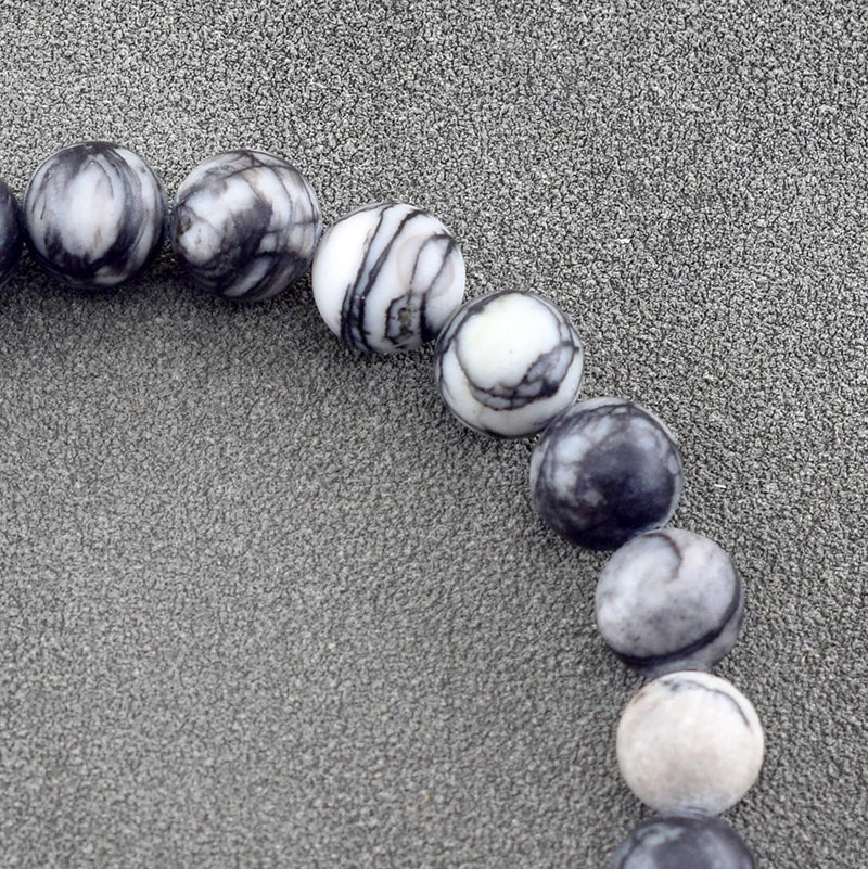 Genuine Natural Stone Bracelet Men Women Frosted Black Network Beads Jewelry Relieve Anxiety Wristband Couple Matching Gift