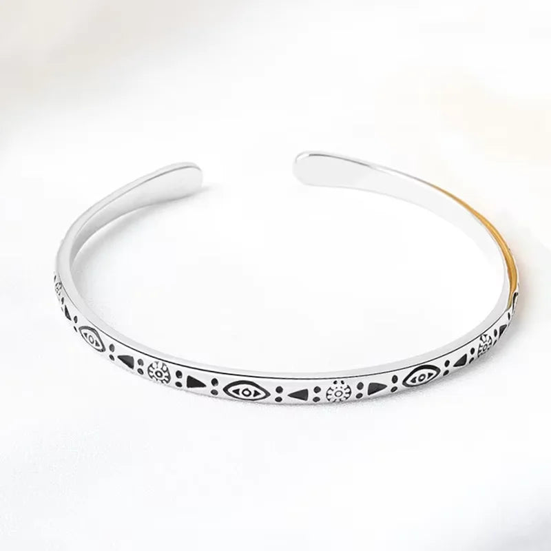Vintage Ethnic Tibetan Silver Charm Bracelet Bangle Boho Handmade Antique Distressed Jewelry Unisex For Women Men Birthday Gift