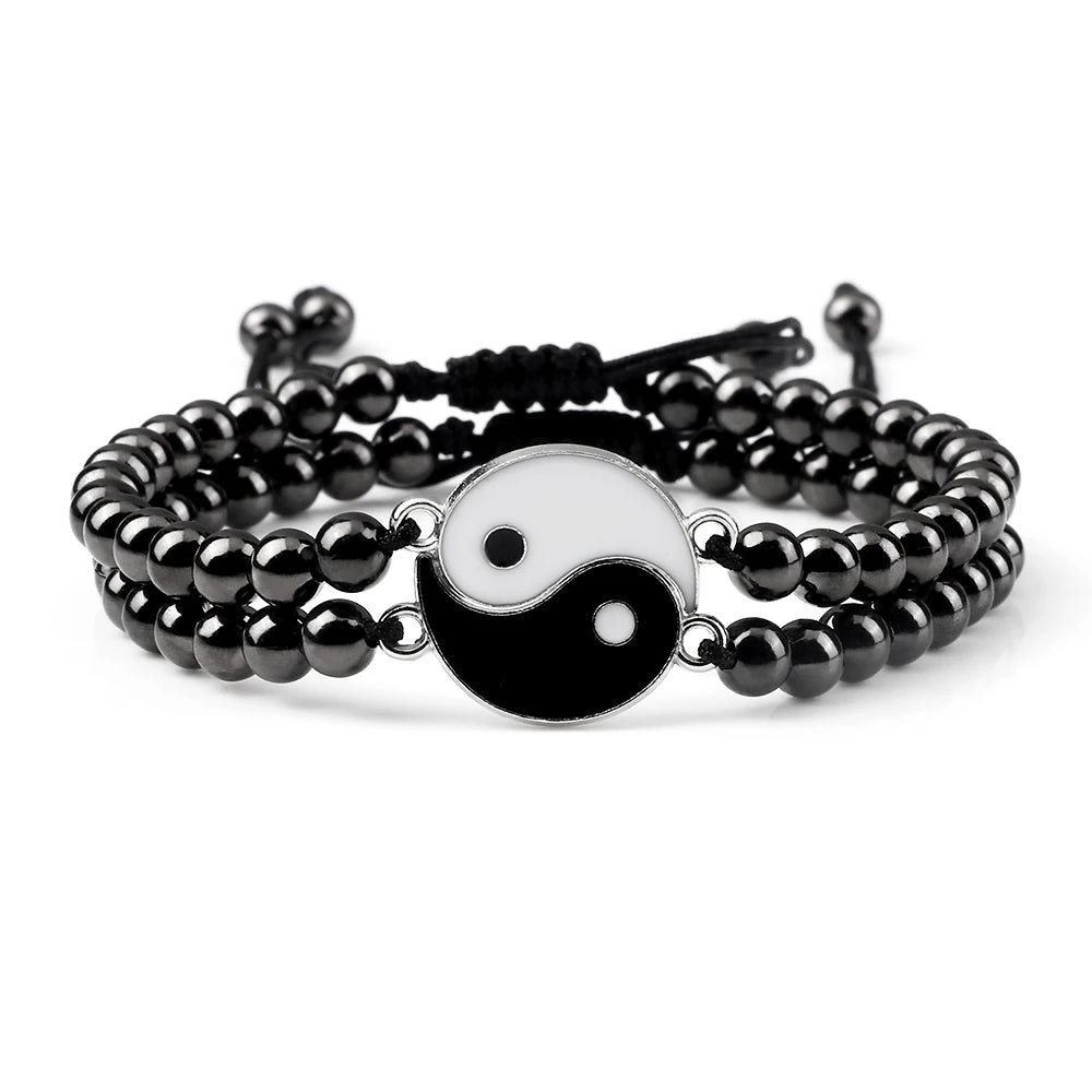 Charm YinYang Balance Copper Beads Bracelet Women Men Lucky Totem Pendant Couple Bracelet&Bangle Chain Pulsera Jewelry Gift  New