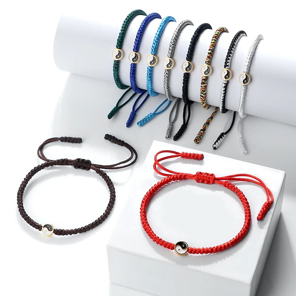 Mini Taichi Pendant Braided Bracelet Women Men Yinyang Balance Couple Bracelet&Bangles Chain Jewelry Vintage Pulsera Jewelry