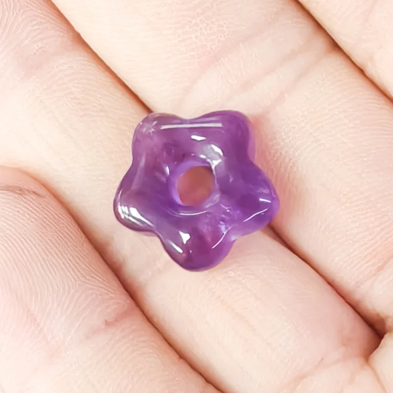 1pc Natural Stone Large Hole Beads Flower Shaped Jewelry Making DIY Necklace Bracelet Earings Accessories