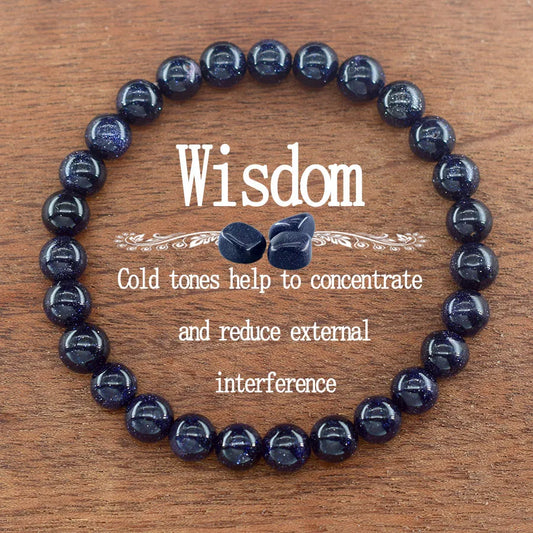 Natural Blue SandStone Round Beads Bracelet for Man Fashion Vintage Natural Crystal Agate Jewelry for Women Yoga Meditation Gift