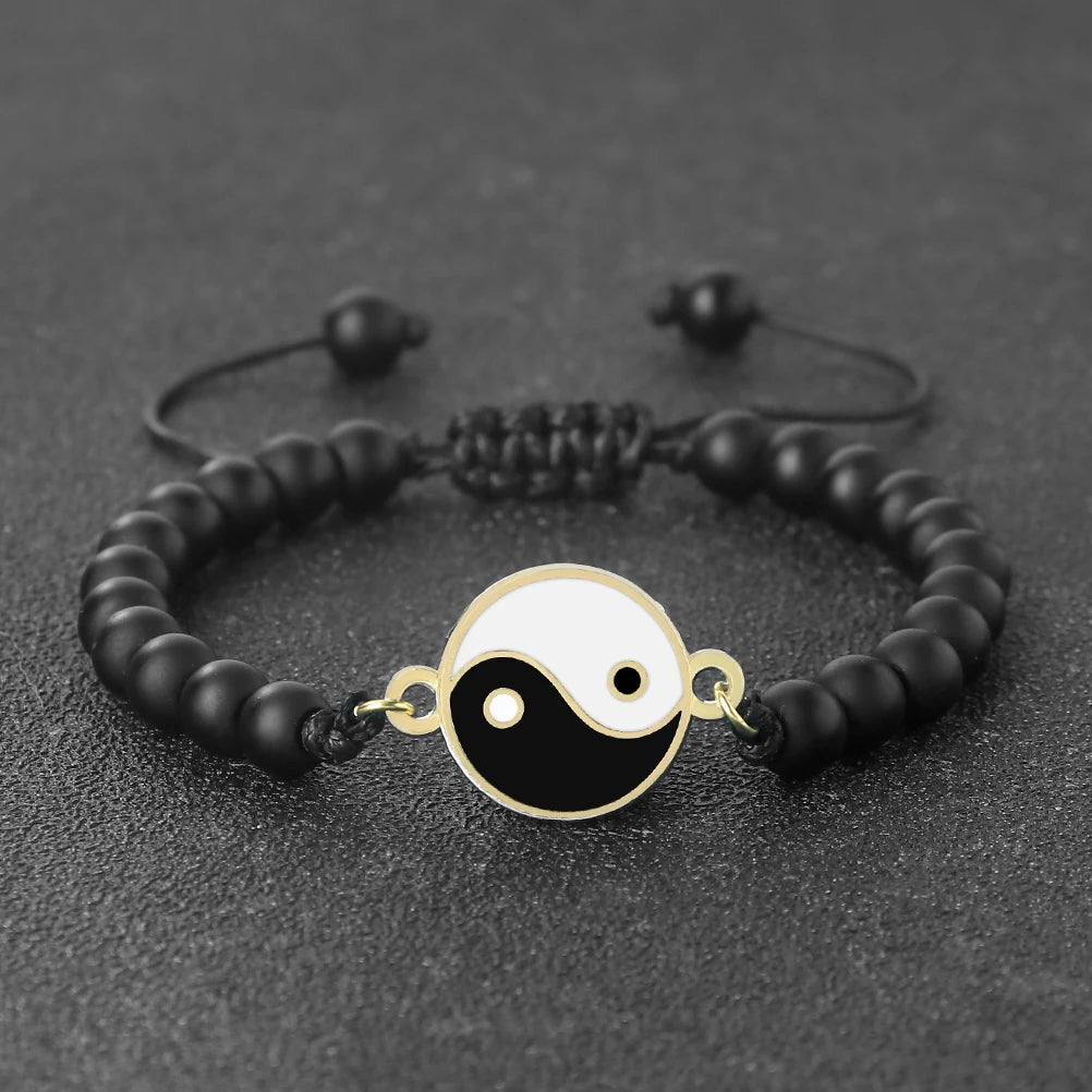 New 6mm Tiger Eye TaiChi Braided Bracelet Women Men YinYang Healing Couple Bangles Chain Adjustable Pulsera Jewelry Gift