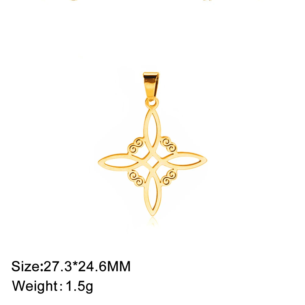 1pc Witch Knot Virgin Mary Stainless Steel Pendant Double Protection Amulet Necklace Bracelet Jewelry Making Accessories