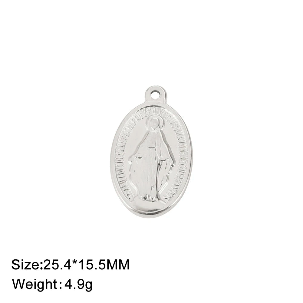 1pc Witch Knot Virgin Mary Stainless Steel Pendant Double Protection Amulet Necklace Bracelet Jewelry Making Accessories