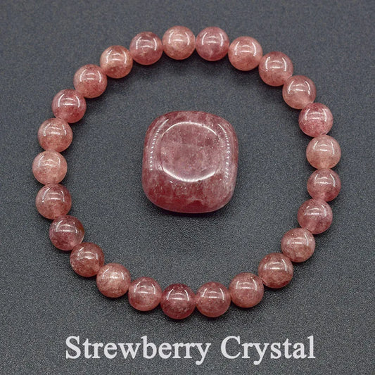 5A Quality Real Natural Brazil Strawberry Crystal Quartz Bead Bracelet Women Purify the Soul Jewelry for Women Healing Pulsera