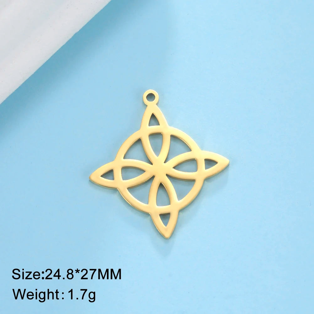 1pc Witch Knot Virgin Mary Stainless Steel Pendant Double Protection Amulet Necklace Bracelet Jewelry Making Accessories