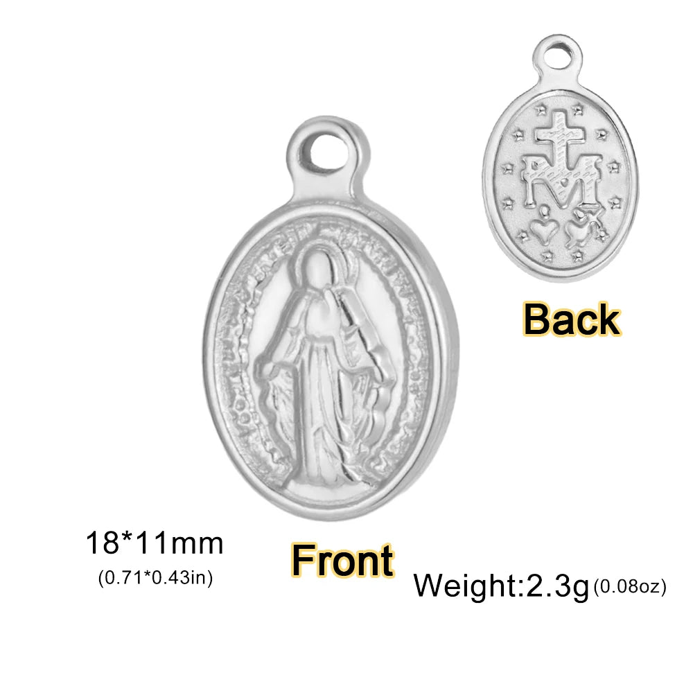 1pc Witch Knot Virgin Mary Stainless Steel Pendant Double Protection Amulet Necklace Bracelet Jewelry Making Accessories