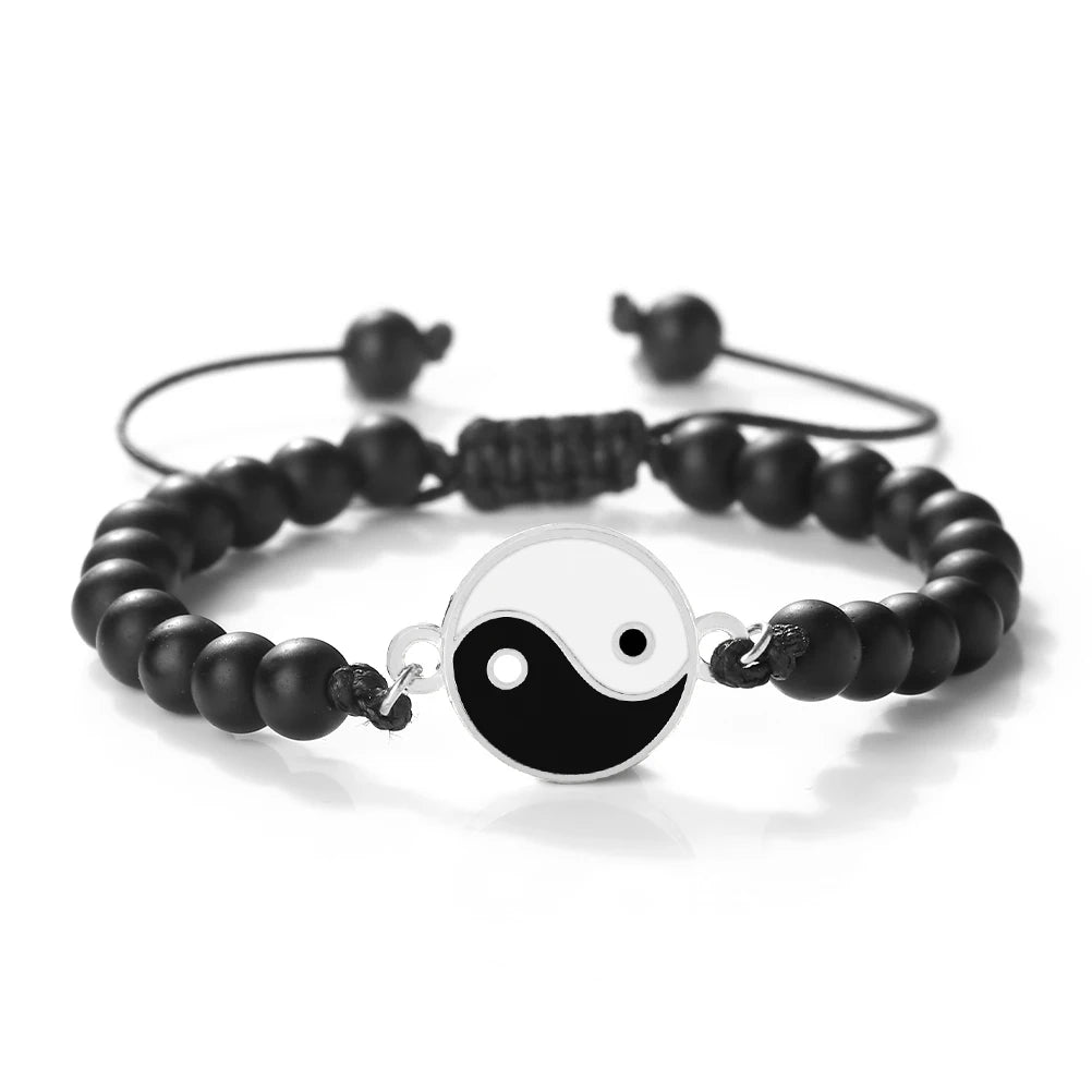 New 6mm Tiger Eye TaiChi Braided Bracelet Women Men YinYang Healing Couple Bangles Chain Adjustable Pulsera Jewelry Gift