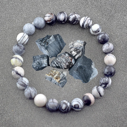 Genuine Natural Stone Bracelet Men Women Frosted Black Network Beads Jewelry Relieve Anxiety Wristband Couple Matching Gift