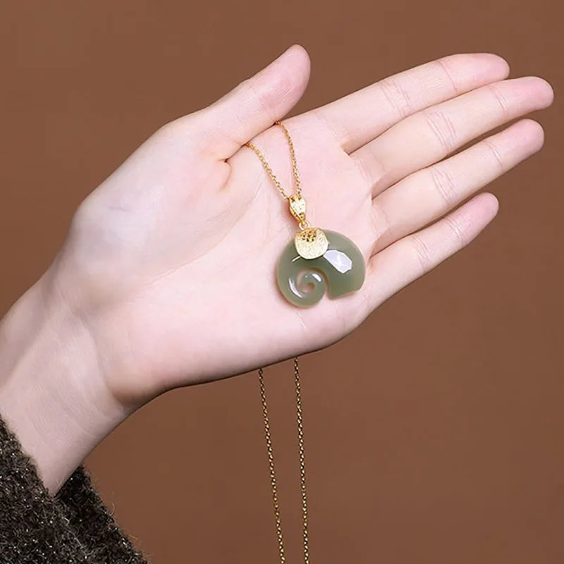 Boutique Natural Stone Hetian Jade Elephant Pendant Necklace Choker Jewelry for Women Birthday Anniversary