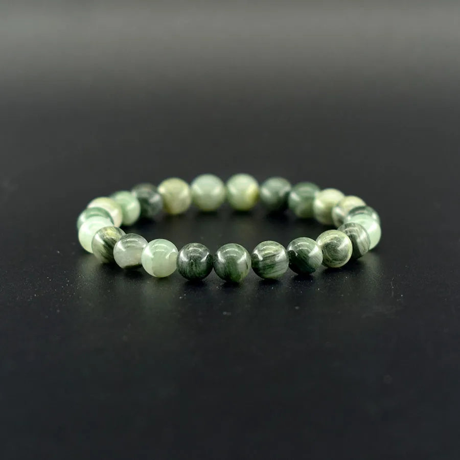Natural Smaragdite Stone Beads Bracelet Men Natural Crystal Agate Beads Jewelry for Women Stay Calm to Solve Problem Bangle