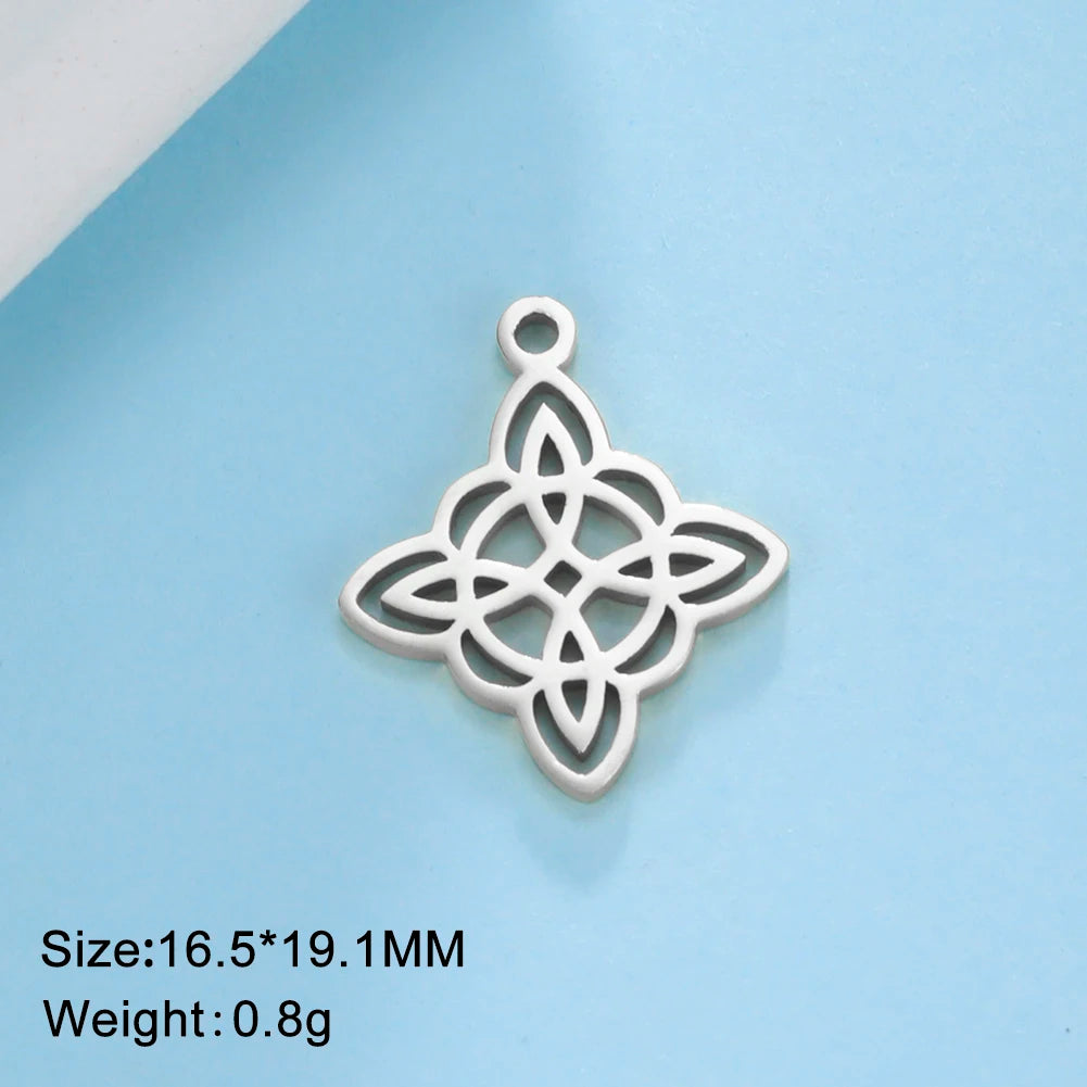1pc Witch Knot Virgin Mary Stainless Steel Pendant Double Protection Amulet Necklace Bracelet Jewelry Making Accessories