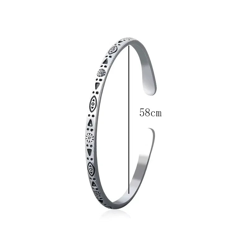 Vintage Ethnic Tibetan Silver Charm Bracelet Bangle Boho Handmade Antique Distressed Jewelry Unisex For Women Men Birthday Gift