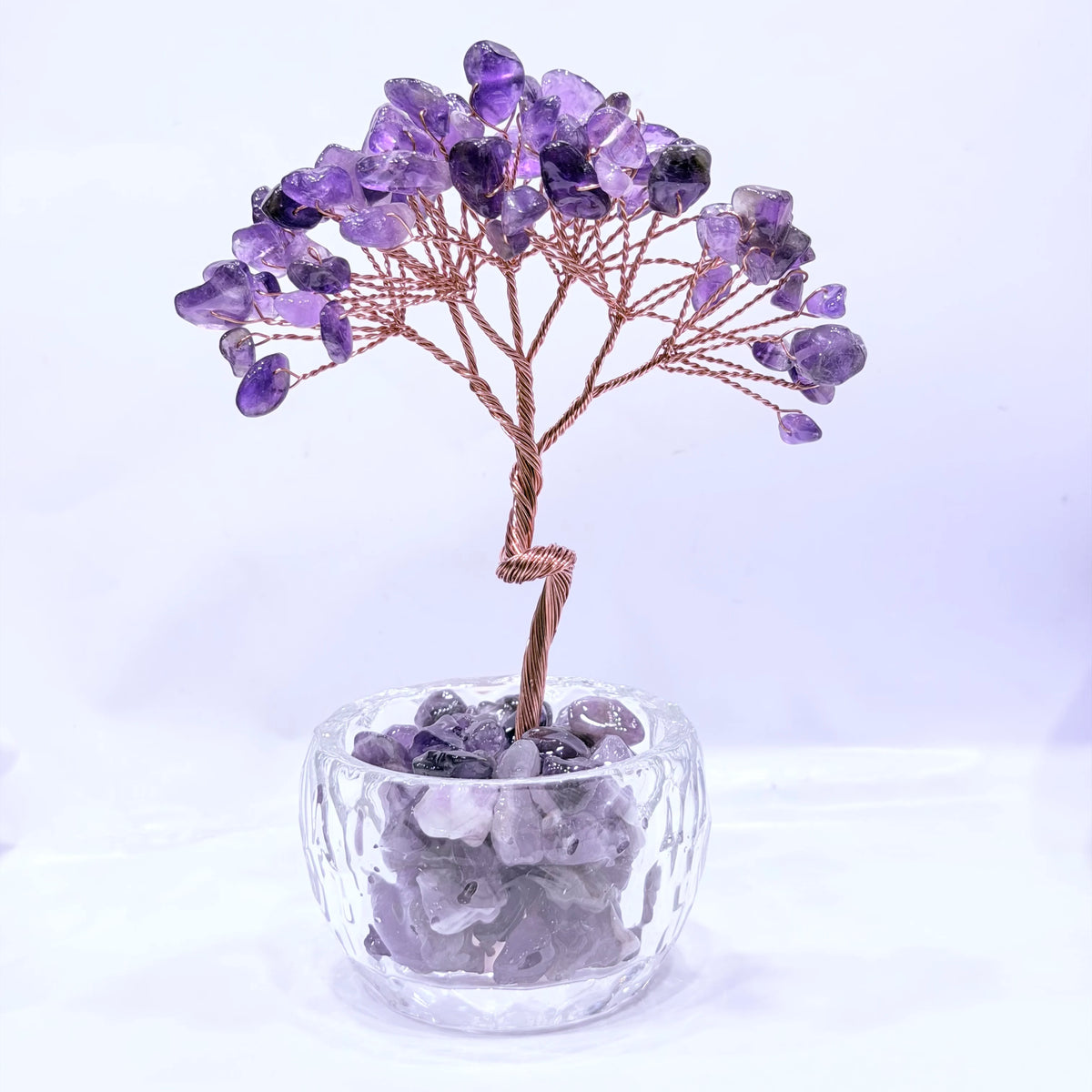 Natural Amethyst Healing Gems Feng Shui Trees Lucky Money Tree Copper Wire Wrapped Crystal Crafts Home Decor