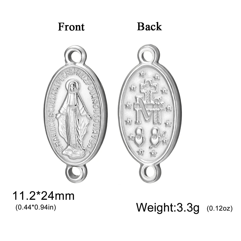 1pc Witch Knot Virgin Mary Stainless Steel Pendant Double Protection Amulet Necklace Bracelet Jewelry Making Accessories