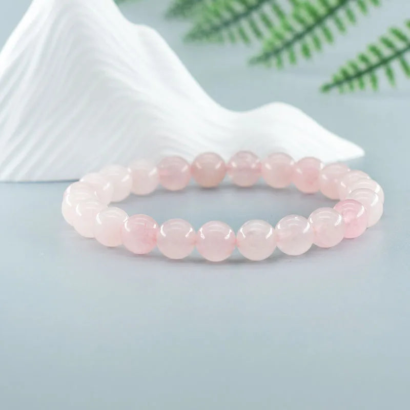 Natural Pink Rose Powder Crystal Quartz Natural Stone Stretch Bracelets Homme Purify the Soul Pulsera Jewelry Beads Lover Women