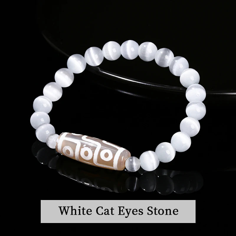 Natural Green Nine Eyes Tibetan Dzi Agate Barrel Beads Bracelet Women Men Retro Healing Buddha Prayer Charm Yoga Jewelry Gift
