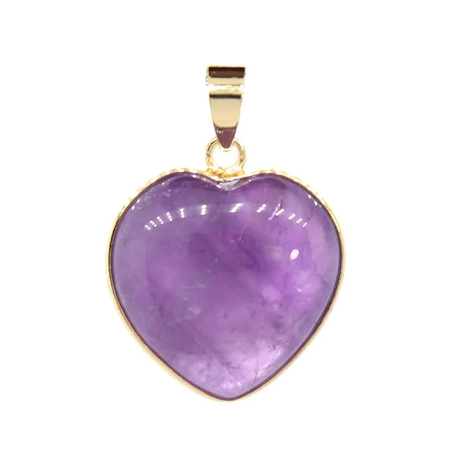 Charms Natural Healing Crystal Heart Stone Pendants For Women Necklace DIY Amethyst Rose Quartz Gemstone Choice Men Jewelry