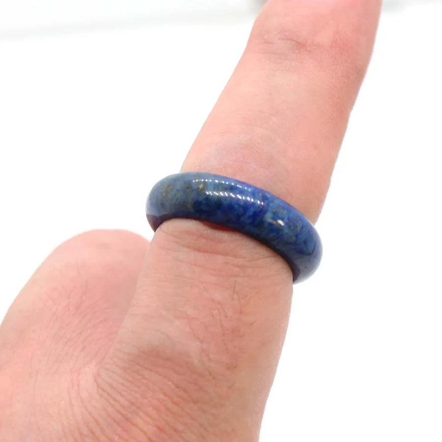 Naturtal Healing Crystal Stone Band Rings For Women Amethyst Rose Quartz Lapis Lazuli Labradorite Dainty Finger Ring Jewellery
