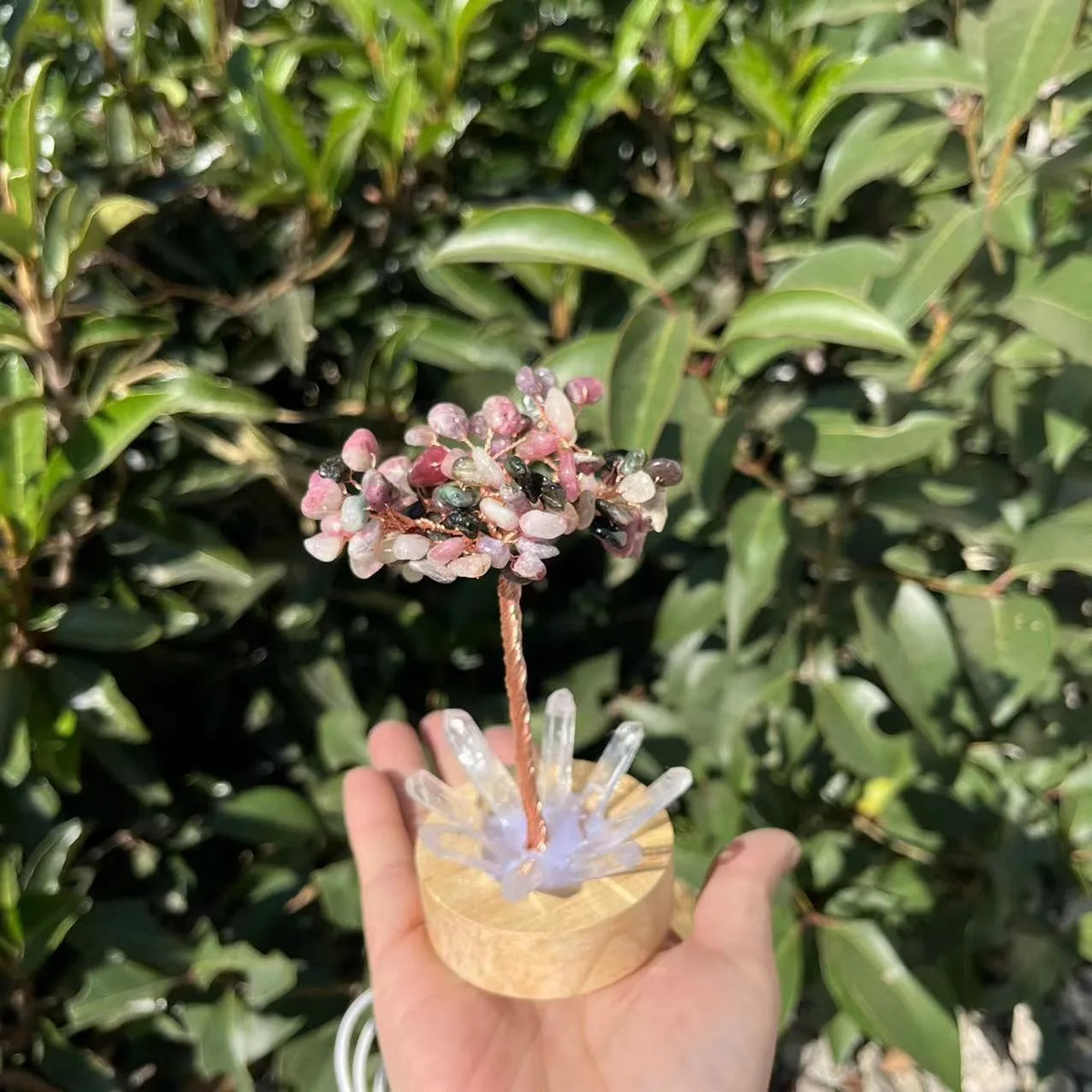 1pcs Crystal Money Tree Reiki Chakra Feng Shui Trees Decor Sparkling Crystal Tree Of Wealth With LED Base Crystal Birthday Gift