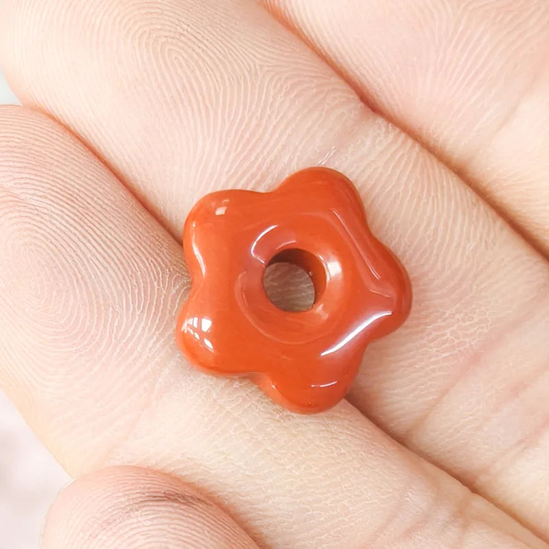 1pc Natural Stone Large Hole Beads Flower Shaped Jewelry Making DIY Necklace Bracelet Earings Accessories