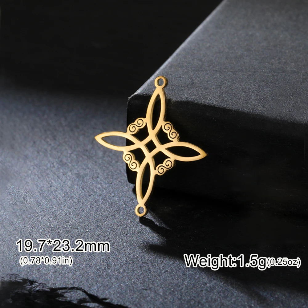 1pc Witch Knot Virgin Mary Stainless Steel Pendant Double Protection Amulet Necklace Bracelet Jewelry Making Accessories