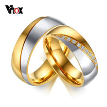 Charger l'image dans la galerie, Vnox Temperament Wedding Rings For Women Men CZ Stones Stainless Steel Engagement Band Anniversary Personalized Gift Jewelry
