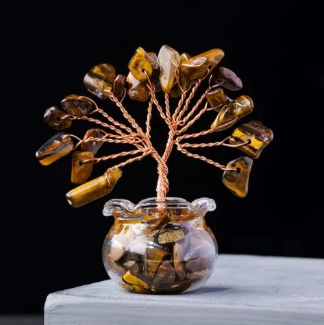 Natural Gemstone Mini Crystal Tree Bonsai Natural Stone Tabletop Decor,Home Office Luck Tree Home Ornaments