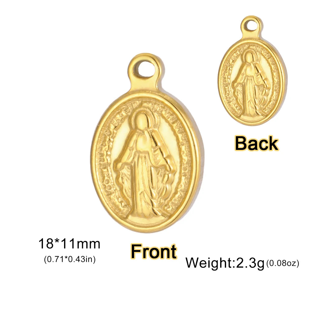 1pc Witch Knot Virgin Mary Stainless Steel Pendant Double Protection Amulet Necklace Bracelet Jewelry Making Accessories