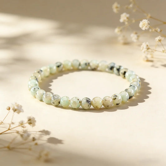 Natural Kiwi Stone Tianshan Blue Bead Bracelet Women Men Simple Elastic Rope Bracelets Yoga Healing Energy Jewelry Minimalist