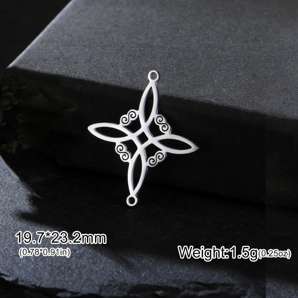 1pc Witch Knot Virgin Mary Stainless Steel Pendant Double Protection Amulet Necklace Bracelet Jewelry Making Accessories
