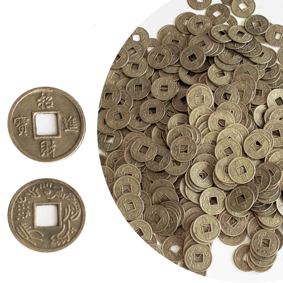 10/20/24Mm Chinese Feng Shui Lucky Coins Ancient Oriental Emperor Qing Money Good Fortune Dragon Coin Gift for Collection