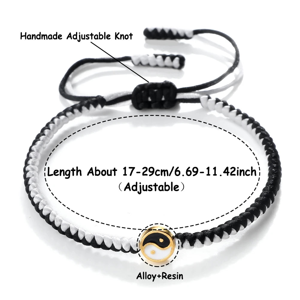 Mini Taichi Pendant Braided Bracelet Women Men Yinyang Balance Couple Bracelet&Bangles Chain Jewelry Vintage Pulsera Jewelry
