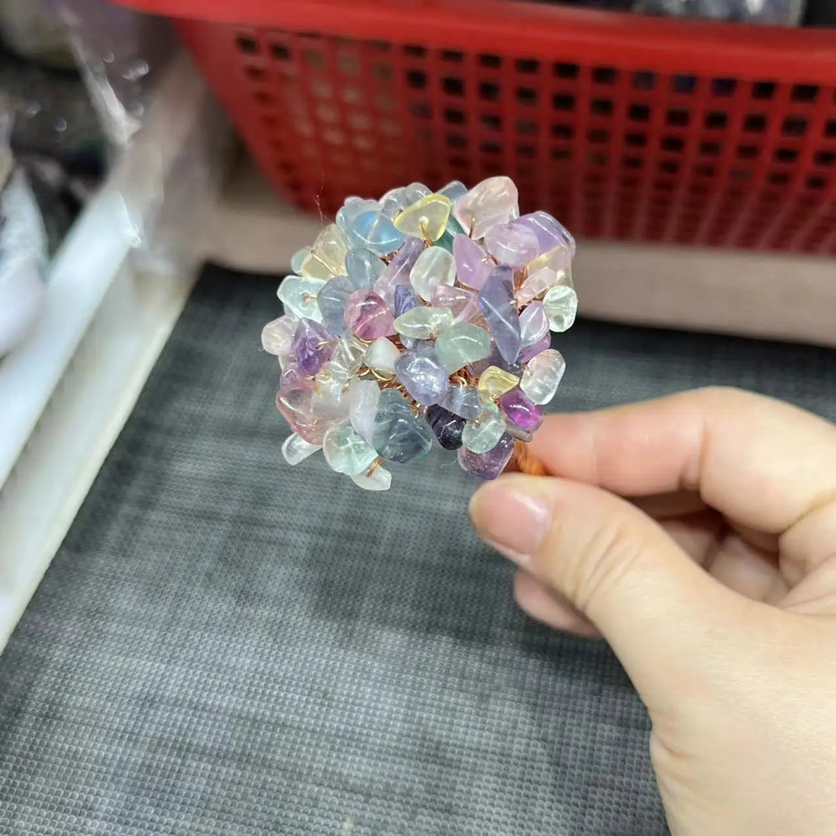 Natural Crystal Money Lucky Tree Amethyst Rose quartz Reiki Healing Fengshui Tree For Wealth And DIY Luck Home Decoration
