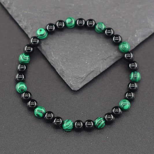 6mm Natural Green Malachite Stone Bracelet Women Black Tourmaline Beads Bracelet Meditation Jewelry 1 Dollar Items Free Shipping