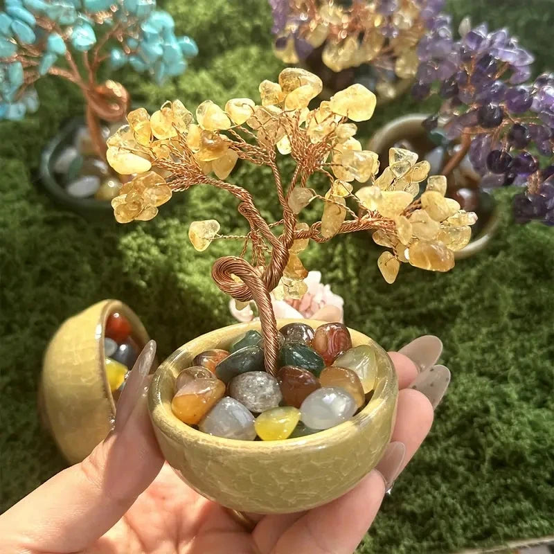 1pc, Amethyst Crystal Tree Reiki Natural Crystals Base Copper Wire Tree Life Spiritual Meditation Energy Tree Room Decor Gifts