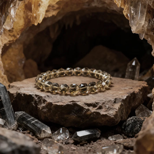 Irregular Natural Stone Smoky Quartz Bracelet Men Women Tea Brown Crystal Improve Body Magnetic Field Stretch Jewelry Bangle
