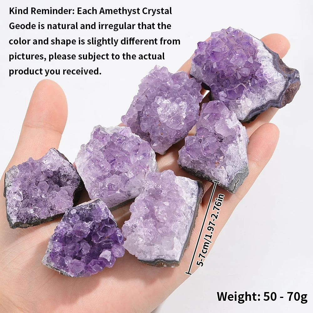 30-70g Natural Amethyst Geode Cave Healing Crystal Stones Rock Cluster Druzy Witchcraft Raw Amethyst Gemstone Specimen