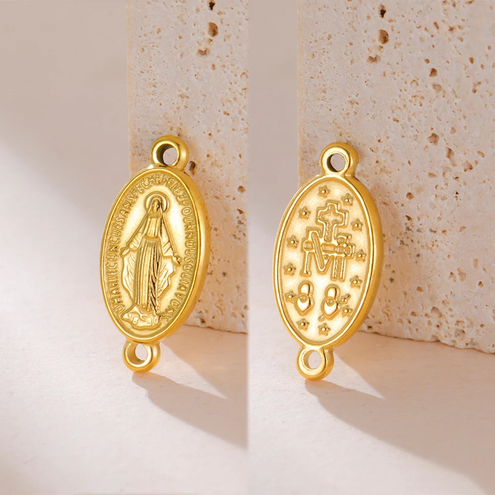 1pc Witch Knot Virgin Mary Stainless Steel Pendant Double Protection Amulet Necklace Bracelet Jewelry Making Accessories