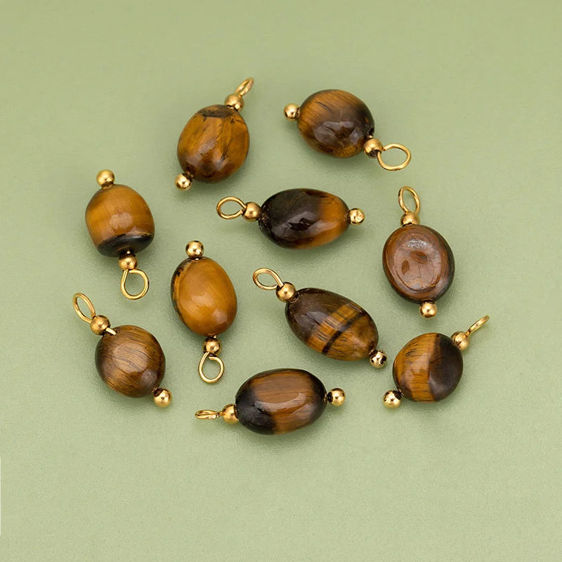 10pcs High Quality Handmade Golden Plated Natural Stones Charms Pendants Diy Jewelry Accessories