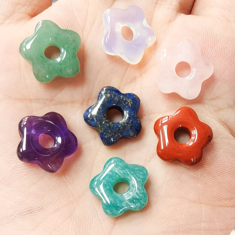 1pc Natural Stone Large Hole Beads Flower Shaped Jewelry Making DIY Necklace Bracelet Earings Accessories