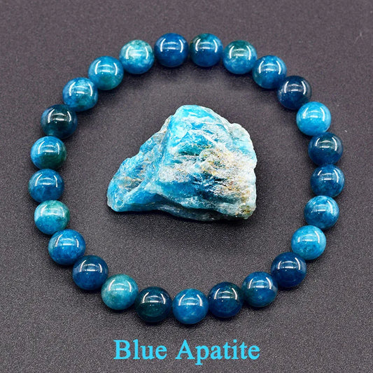 Natural Blue Apatite Stone Beads Bracelets Men Women Original Stone Blood Circulation Stimulate Enthusiasm Health Care Jewelry