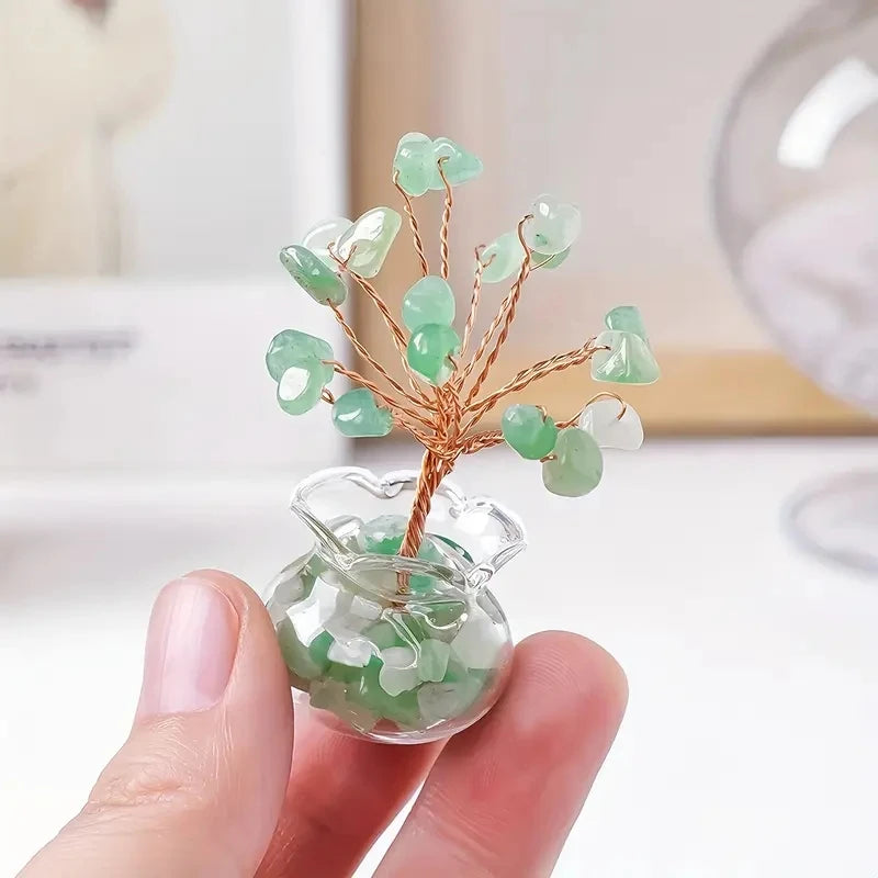 Natural Gemstone Mini Crystal Tree Bonsai Natural Stone Tabletop Decor,Home Office Luck Tree Home Ornaments