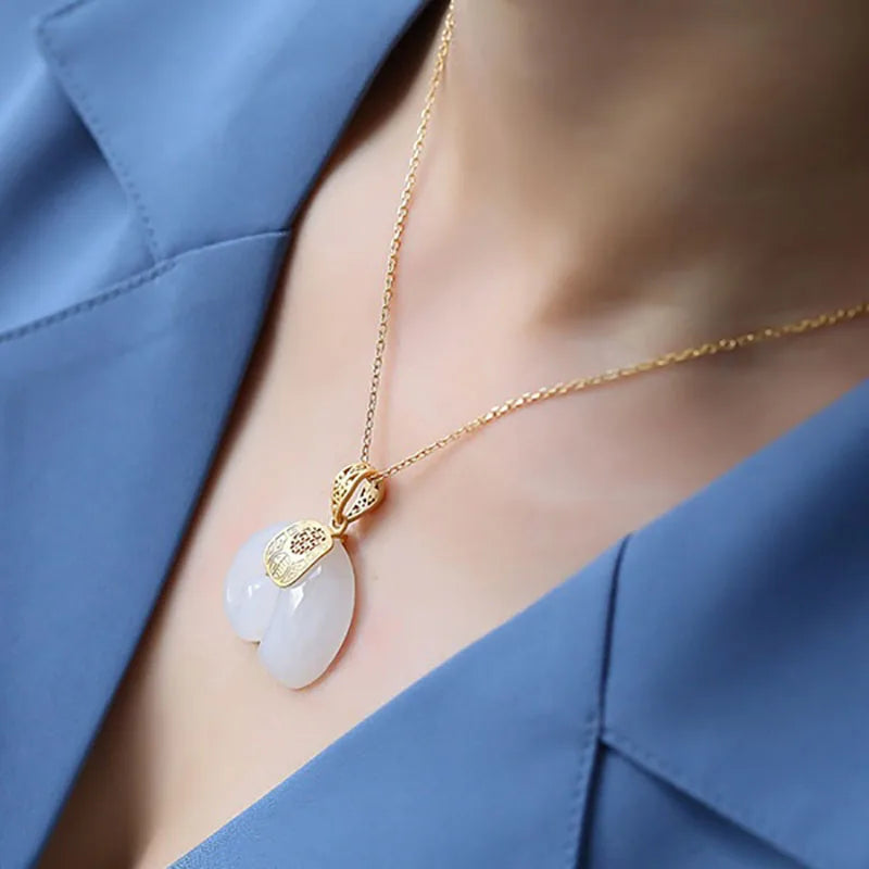 Boutique Natural Stone Hetian Jade Elephant Pendant Necklace Choker Jewelry for Women Birthday Anniversary